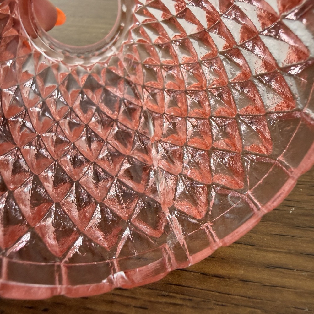 Vintage Pink Diamond Pineapple Fairy Lamp Shade Top Brooke Crescent Style Glass - Picture 7 of 11
